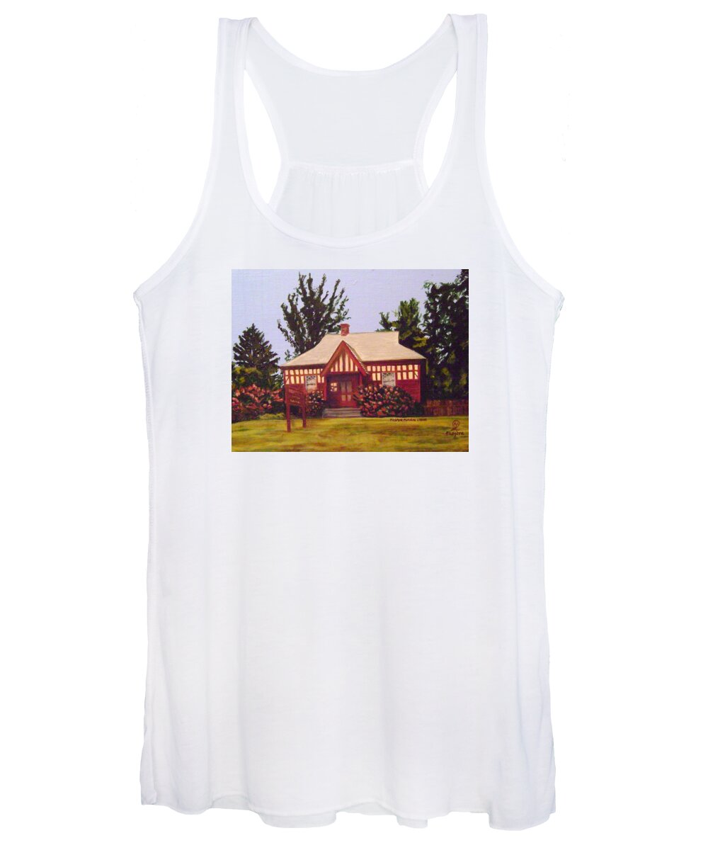 M.n.. Spear Memorial Library Women's Tank Top featuring the painting M.N. Spear Memorial Library by Therese Legere