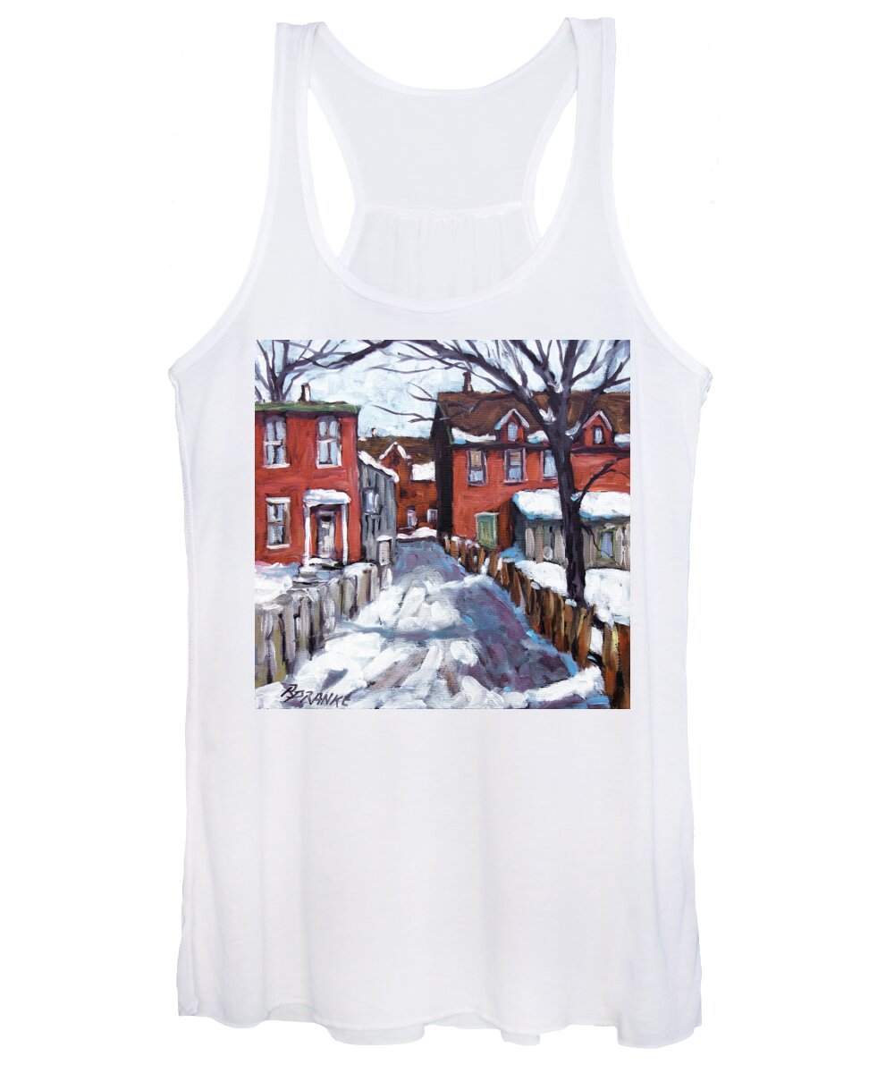 Art Women's Tank Top featuring the painting Montreal Scene 02 by Prankearts by Richard T Pranke