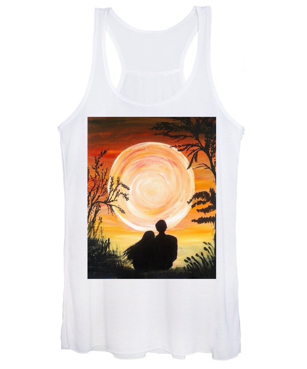 Moonlight Women's Tank Top featuring the painting Moonlight Romance by Lynne McQueen