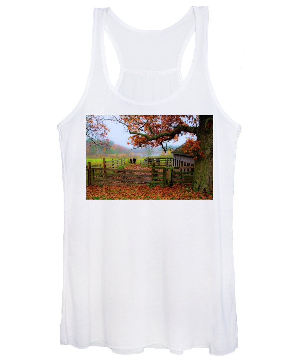 Fall Women's Tank Top featuring the photograph Mooville by Jeff Cooper