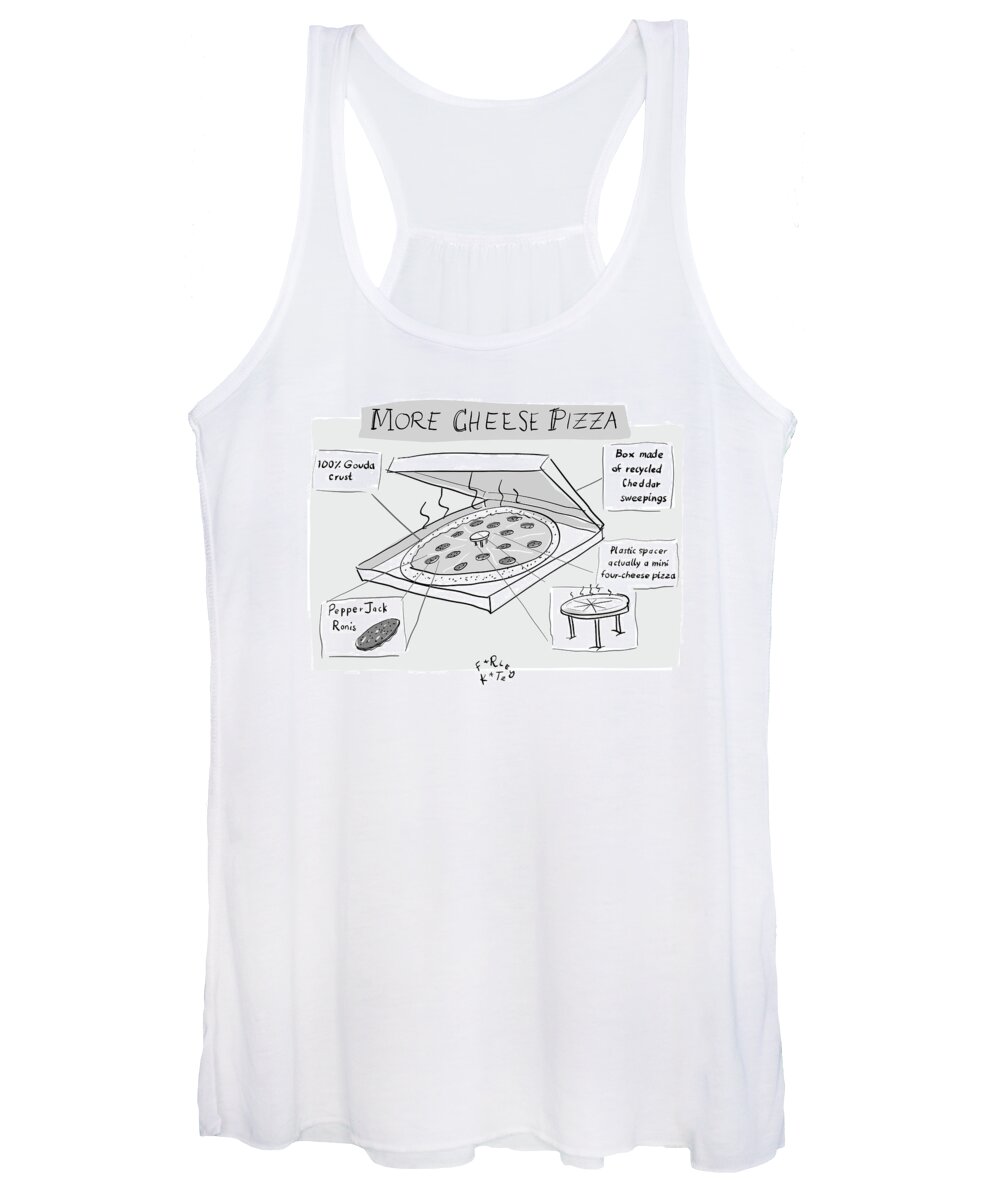 Pizza Women's Tank Top featuring the drawing More Cheese Pizza by Farley Katz