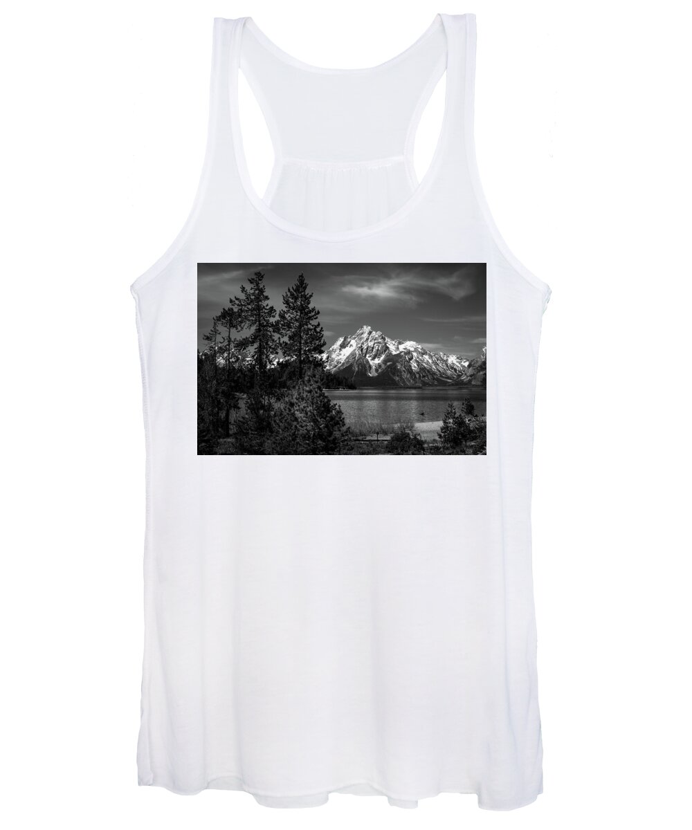 Mt. Moran Women's Tank Top featuring the photograph Mt. Moran and trees by Stephen Holst