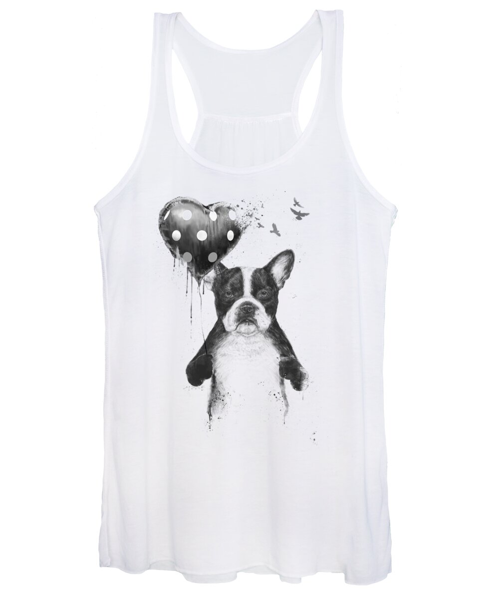 Bulldog Women's Tank Top featuring the mixed media My heart goes boom by Balazs Solti