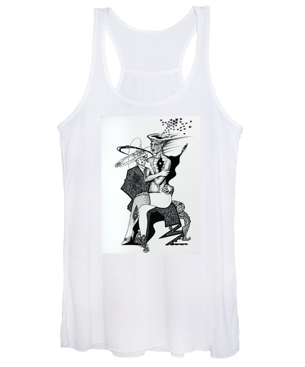 Love Women's Tank Top featuring the drawing My Shadow And I by Yelena Tylkina