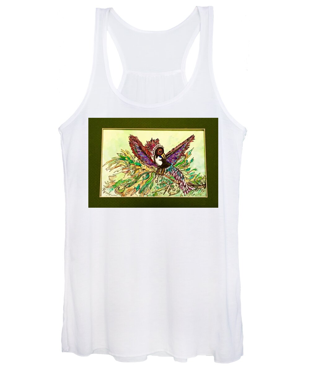 Narcissistic Women's Tank Top featuring the painting Narcissistic Bird by Kenlynn Schroeder