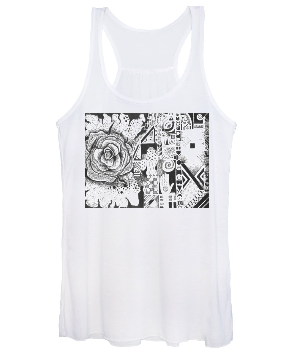 Abstract Women's Tank Top featuring the drawing Nature Rules aka That Which Remains by Helena Tiainen