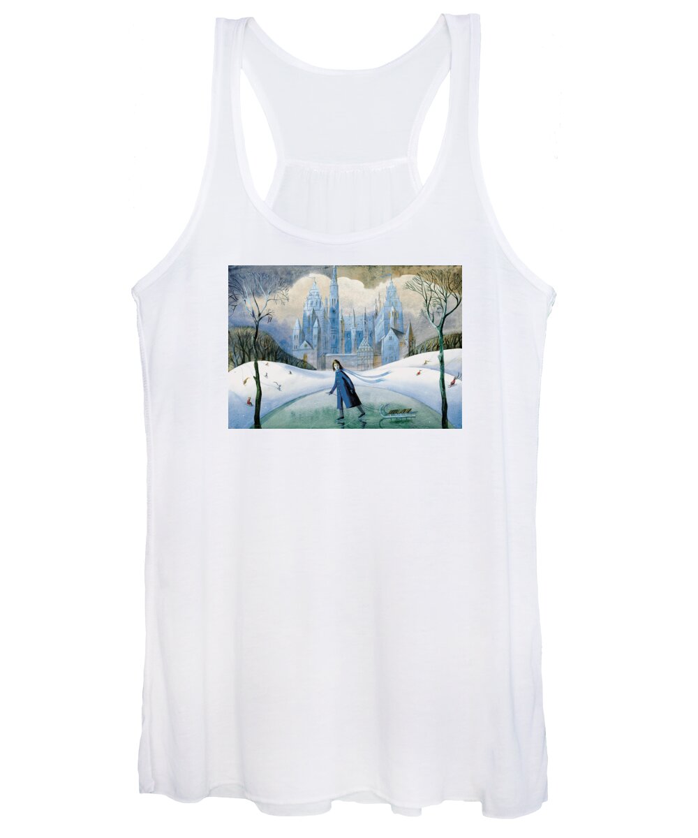 House Women's Tank Top featuring the painting Near a Magical Castle by Victoria Fomina