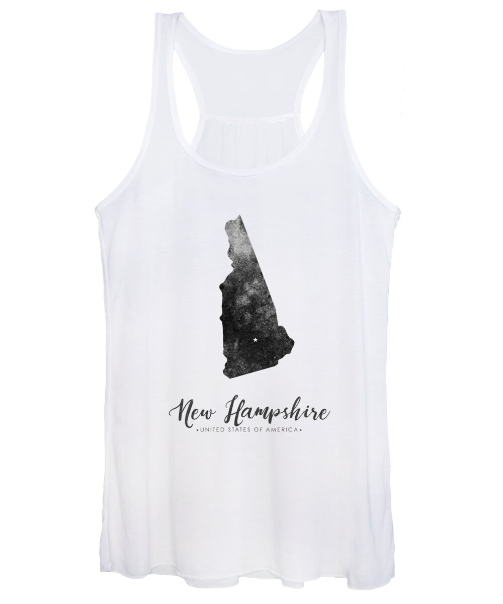 New Hampshire Women's Tank Top featuring the mixed media New Hampshire State Map Art - Grunge Silhouette by Studio Grafiikka