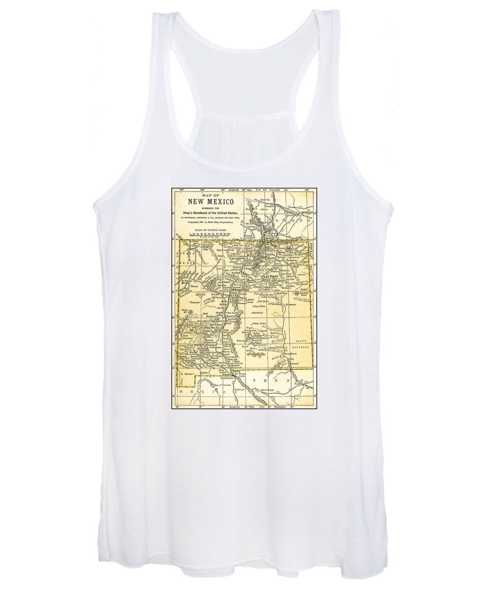Map Women's Tank Top featuring the photograph New Mexico Territory Antique Map 1891 by Phil Cardamone