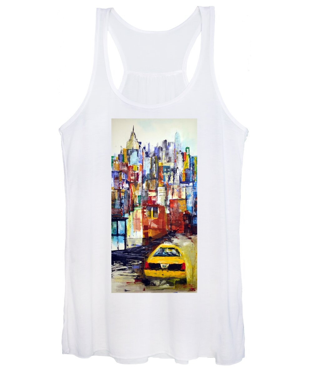 Prints Women's Tank Top featuring the painting New York Cab by Jack Diamond