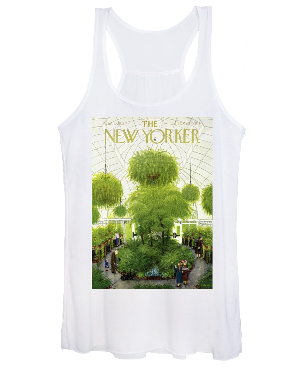 Greenhouse Women's Tank Top featuring the painting New Yorker January 13 1951 by Edna Eicke