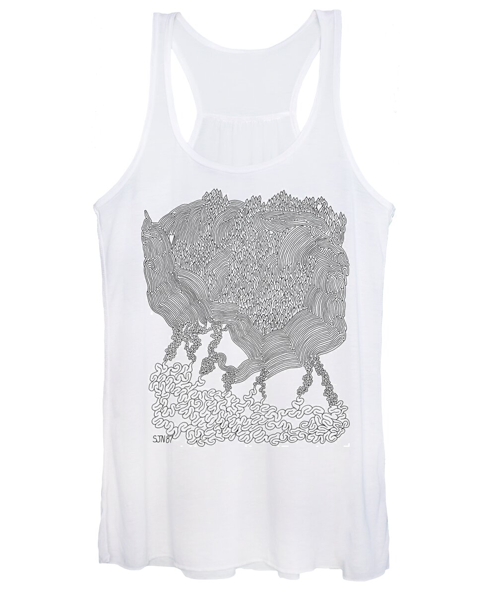 Mazes Women's Tank Top featuring the drawing Nightmare by Steven Natanson