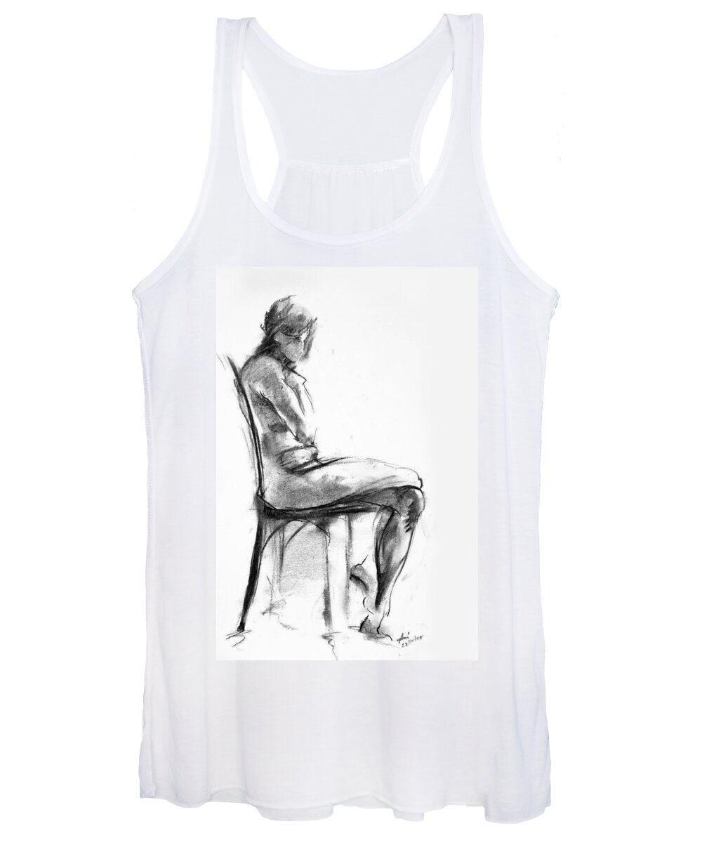 Nude Women's Tank Top featuring the drawing Nude 1 by Ani Gallery