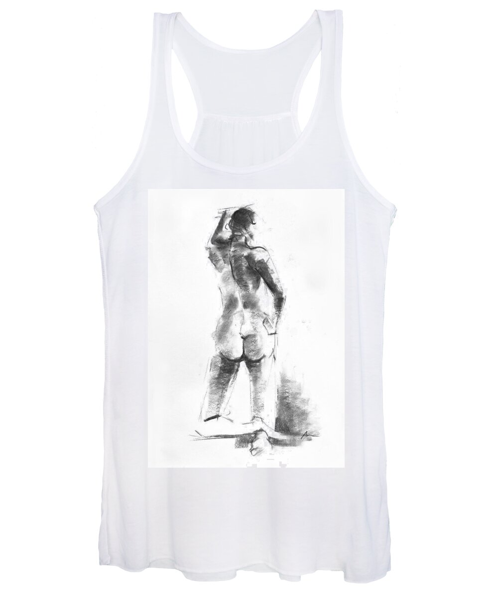 Nude Women's Tank Top featuring the drawing Nude 44 by Ani Gallery