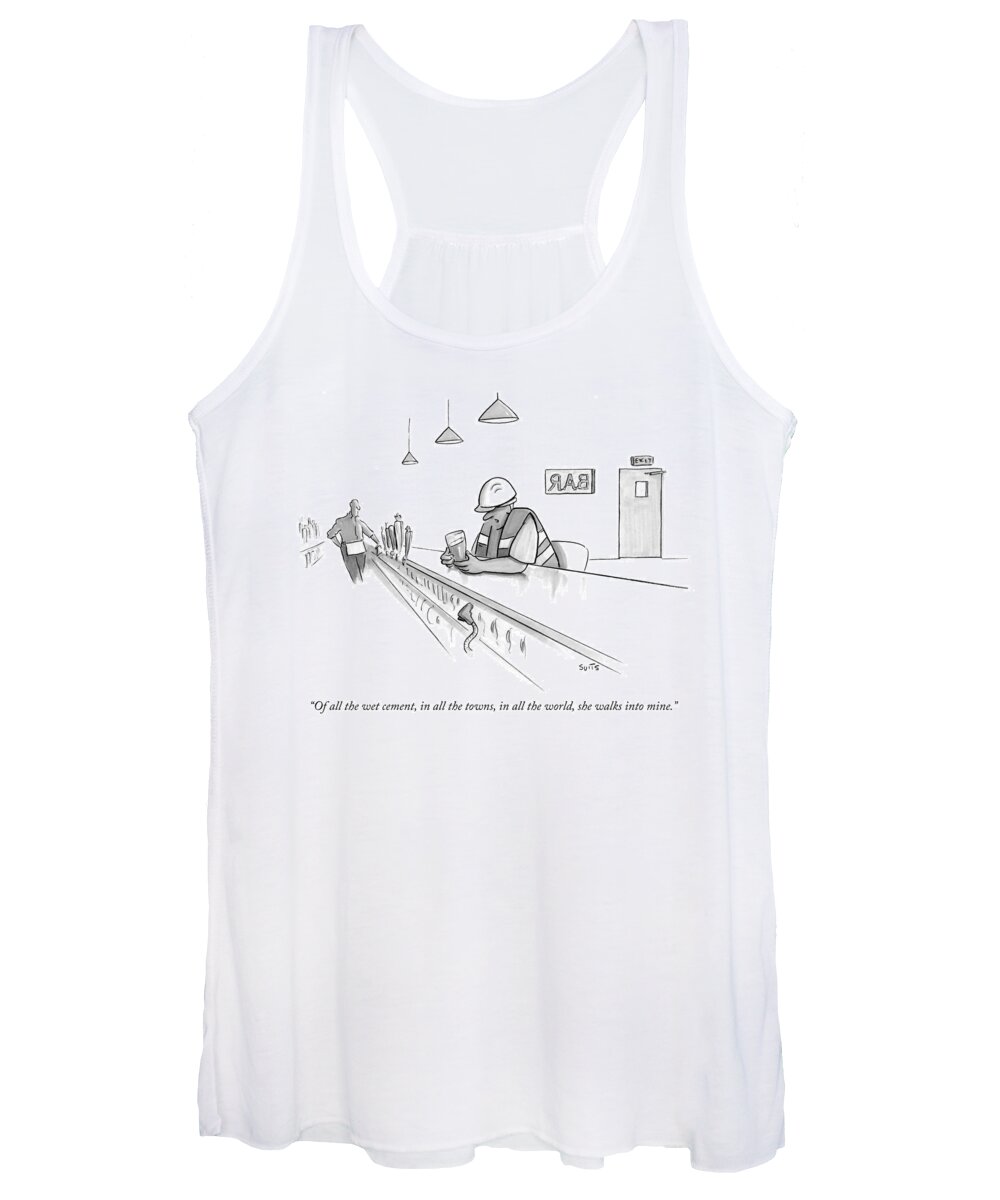 of All The Wet Cement Women's Tank Top featuring the drawing Of all the wet cement in all the towns by Julia Suits