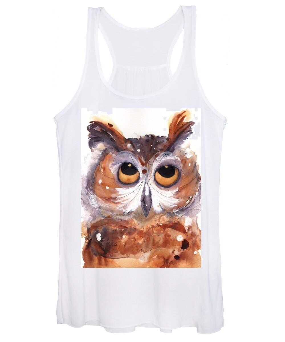 Owl Women's Tank Top featuring the painting Oh Boy by Dawn Derman