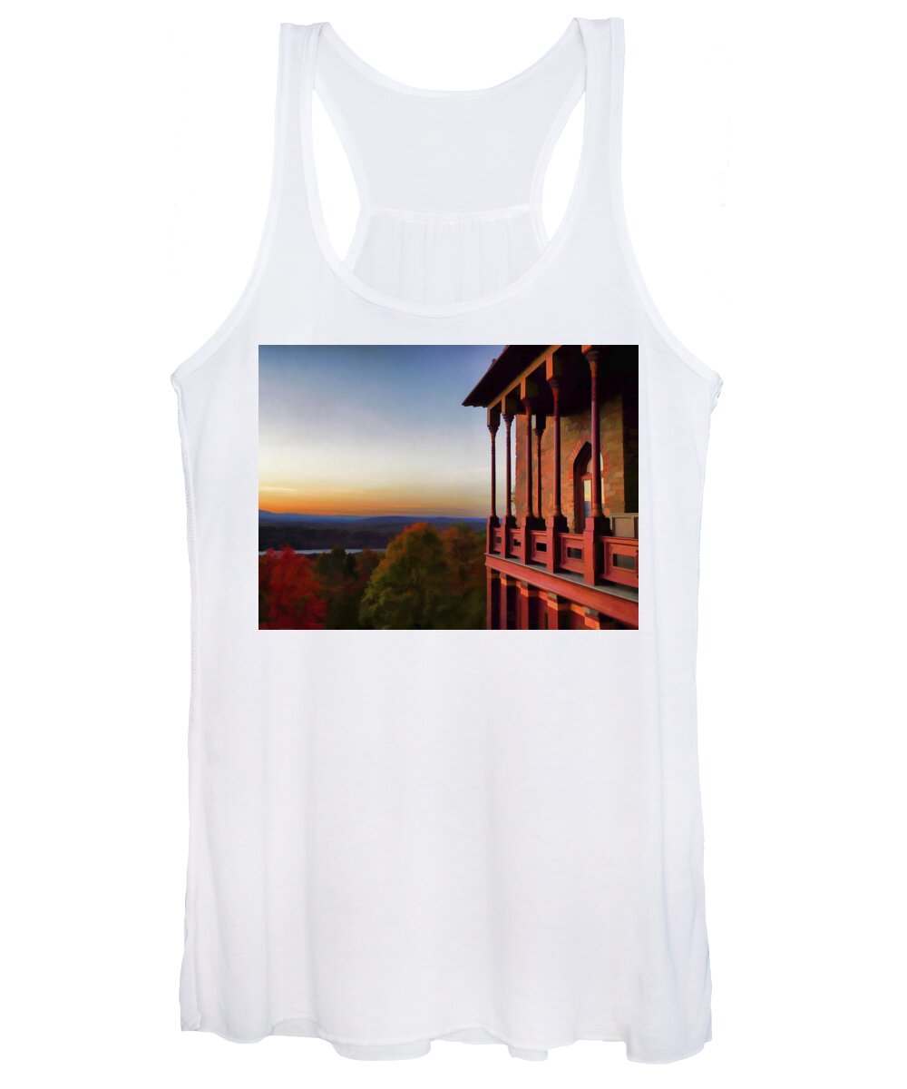 Olana Piazza Women's Tank Top featuring the painting Olana piazza by Jeelan Clark