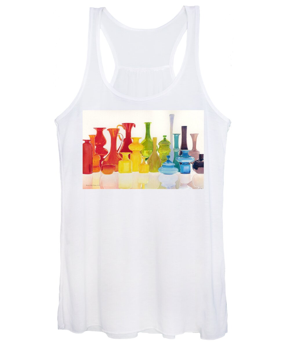 Still Life Women's Tank Top featuring the painting Opaque Glass Transparent Watercolor by Brenda Beck Fisher