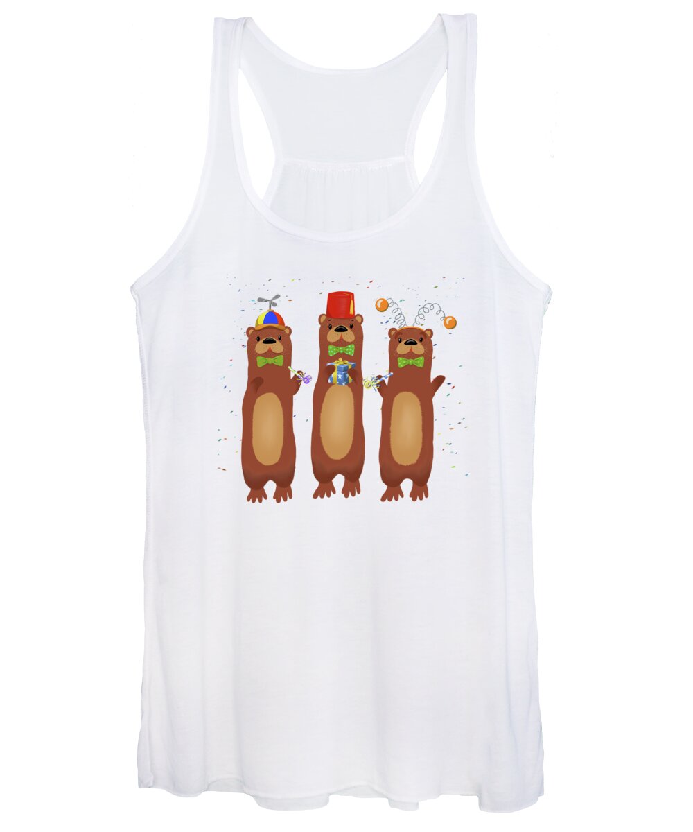 Otter Women's Tank Top featuring the painting Otter Party And You Are Invited by Little Bunny Sunshine