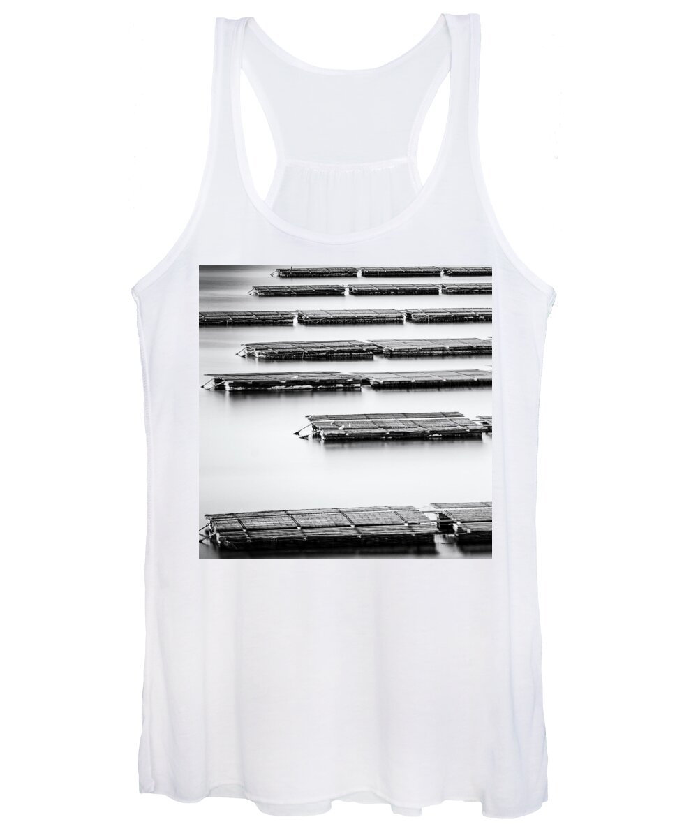 Oyster Women's Tank Top featuring the photograph Oyster Farm by Tony Locke