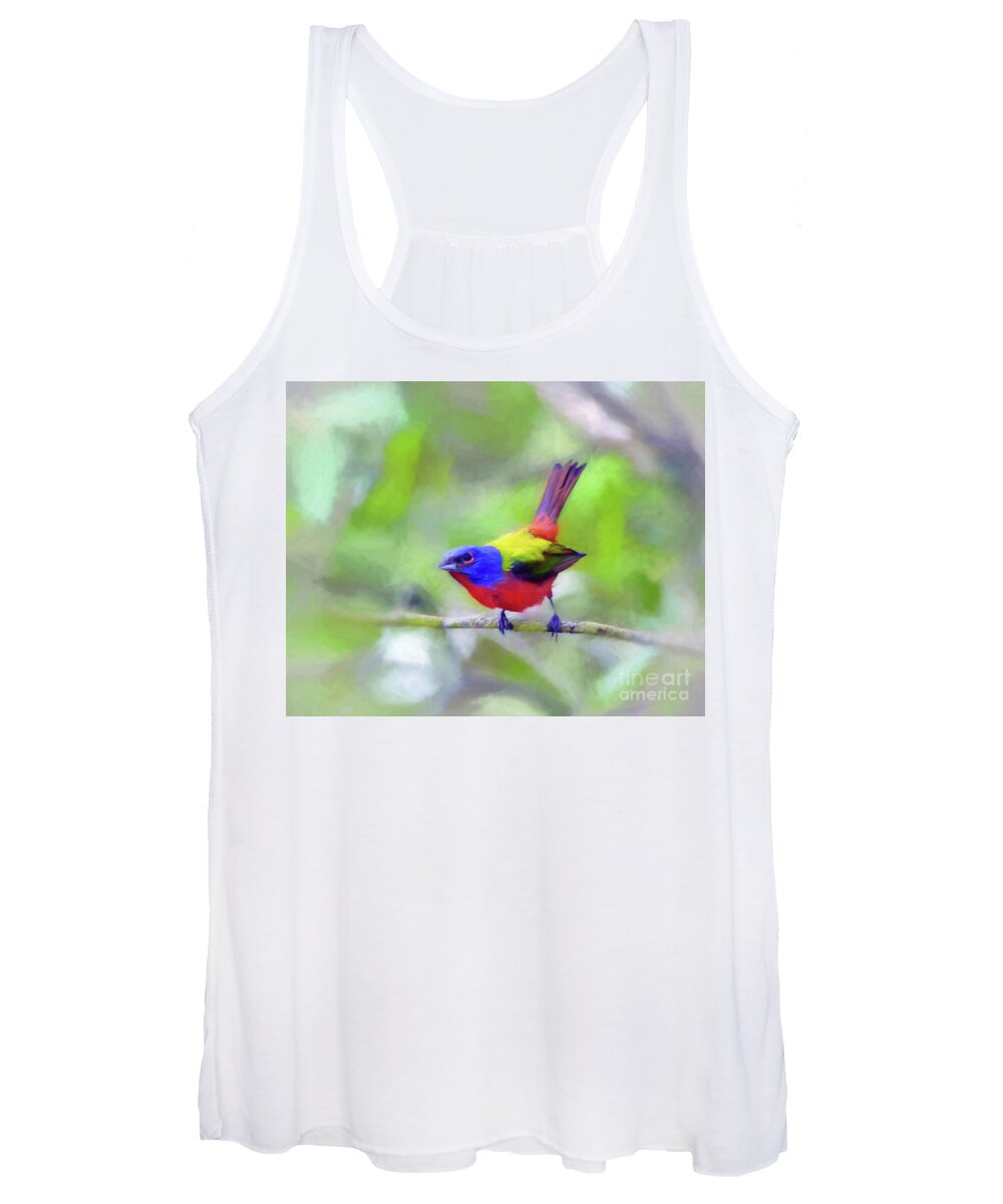 Painted Bunting Women's Tank Top featuring the photograph Painted Bunting by Kerri Farley