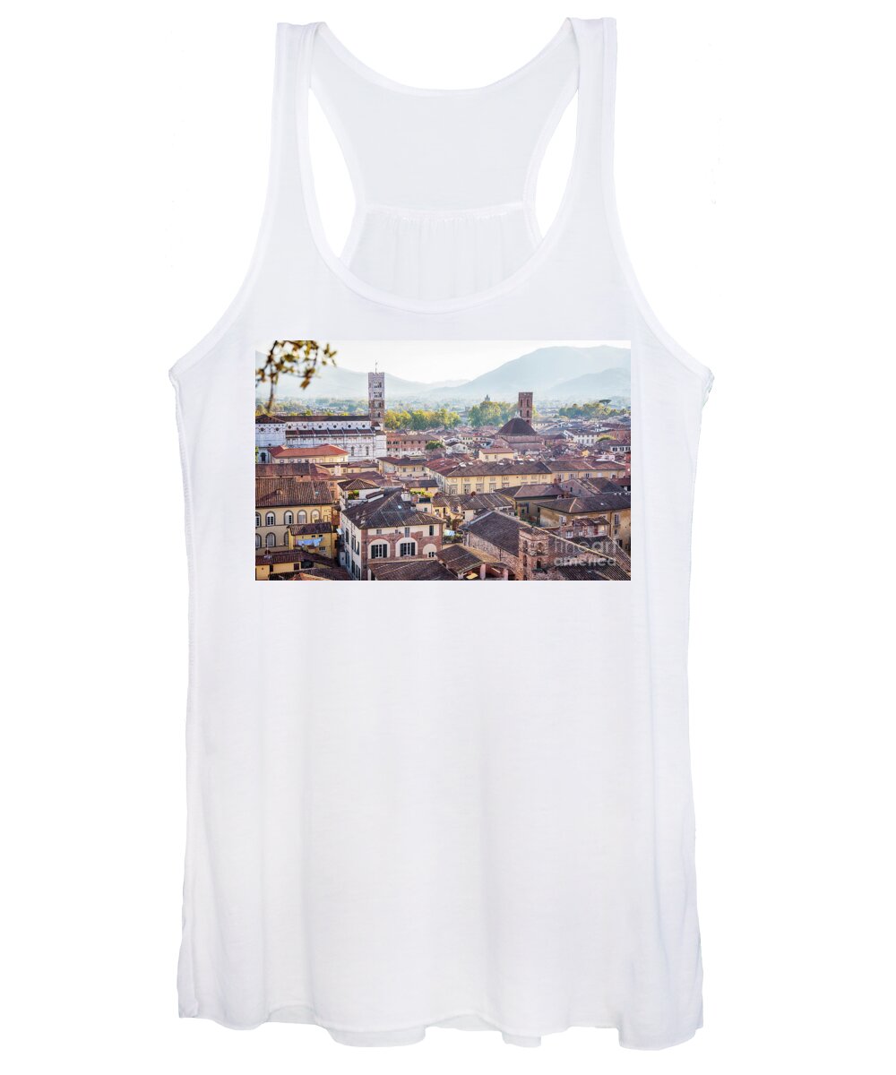 Italy Women's Tank Top featuring the photograph panorama of old town Lucca, Italy by Ariadna De Raadt