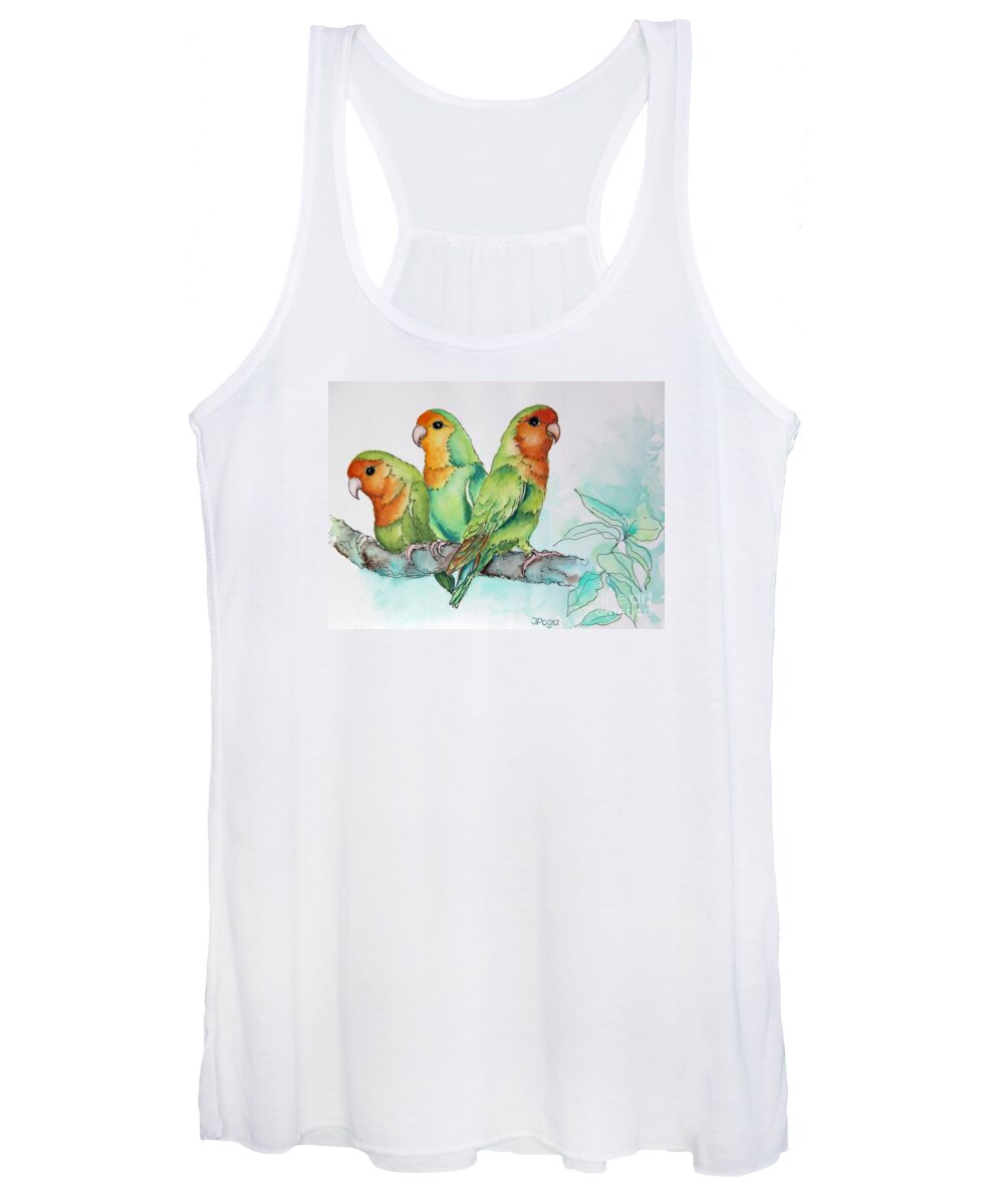 Bird Women's Tank Top featuring the painting Parrots Trio by Inese Poga