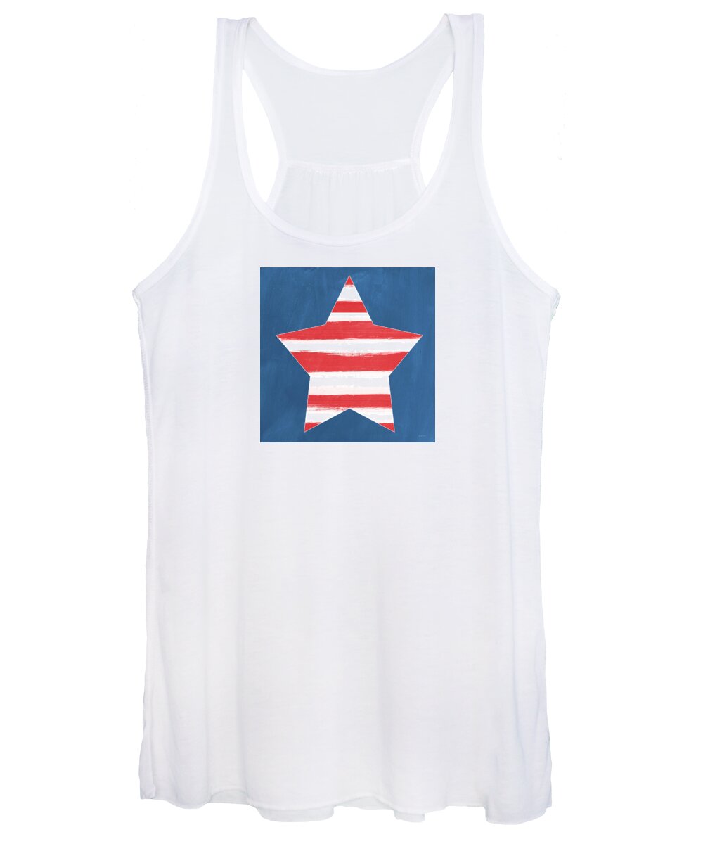 July 4th Women's Tank Top featuring the painting Patriotic Star by Linda Woods