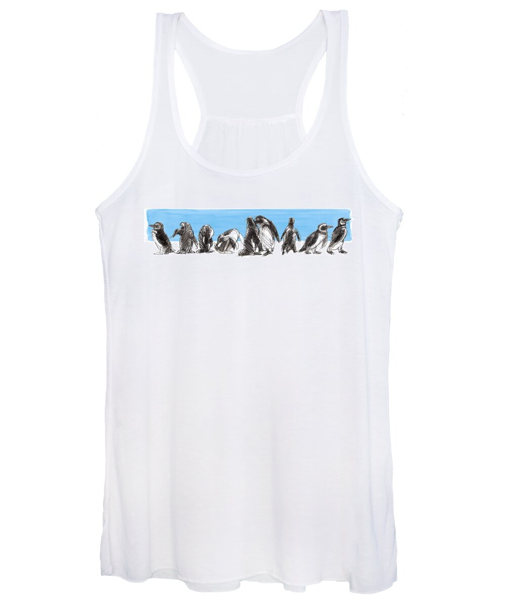 Magellanic Penguins Women's Tank Top featuring the mixed media Penguins by Judith Kunzle