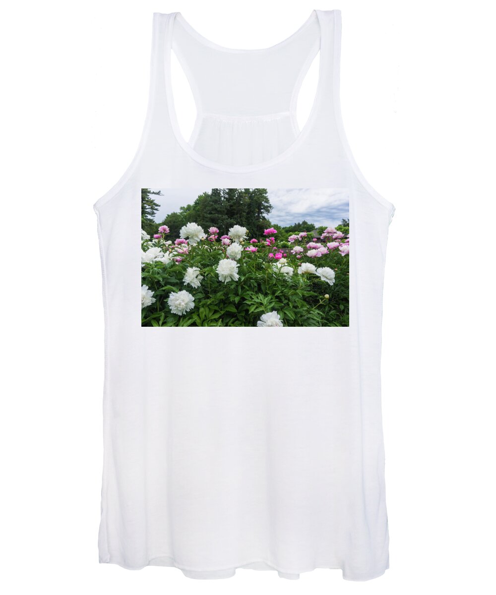 Peonies Women's Tank Top featuring the photograph Peonies in Garden by Ann Moore