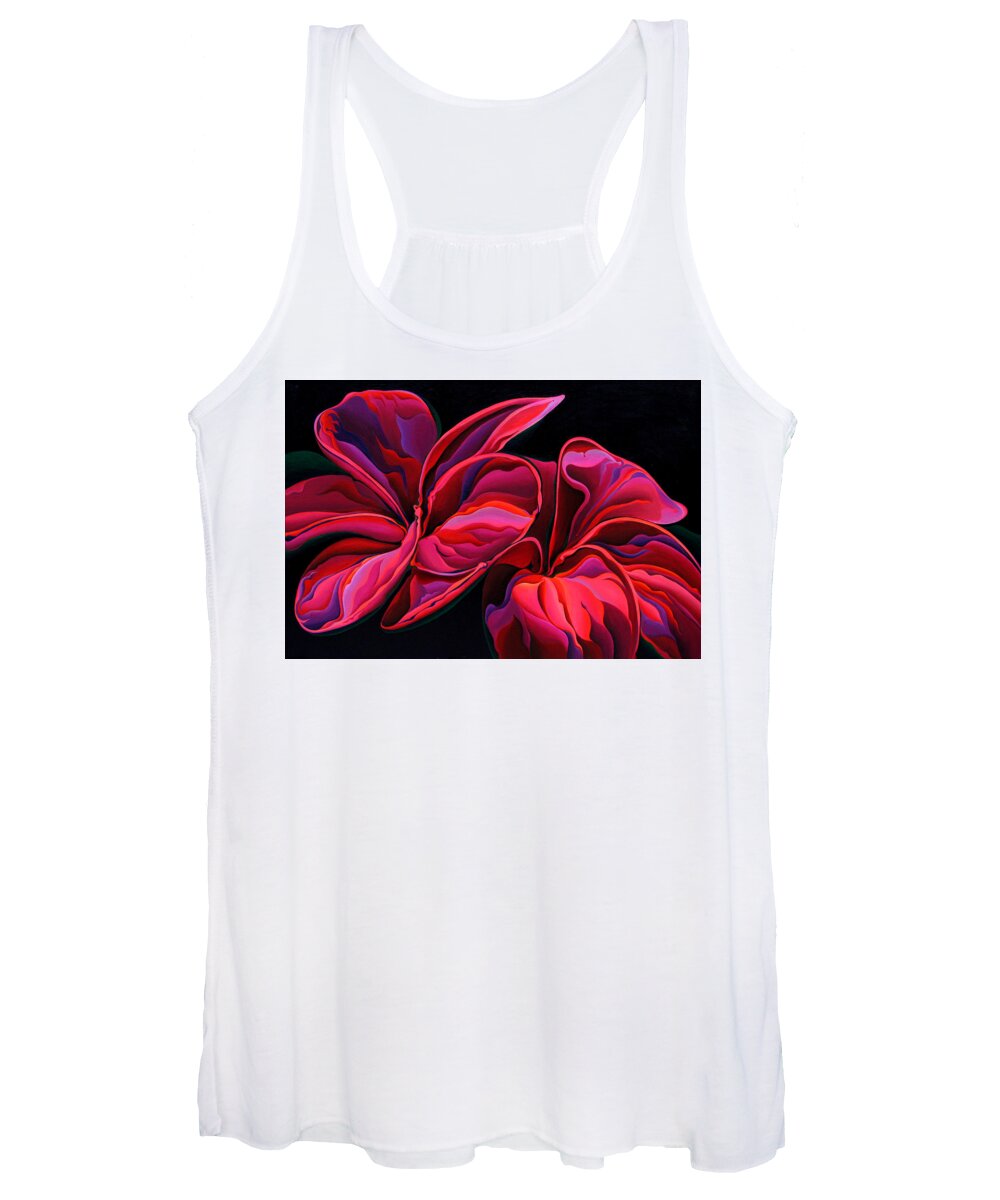 Red Women's Tank Top featuring the painting Petal Pageant by Amy Ferrari