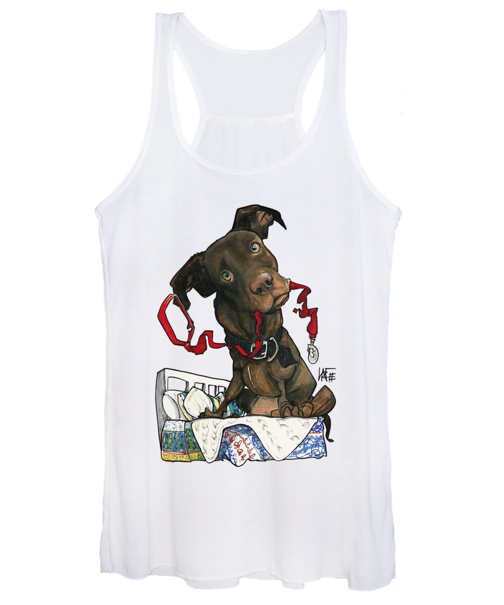 Pet Portrait Women's Tank Top featuring the drawing Peterson 3105 by Canine Caricatures By John LaFree