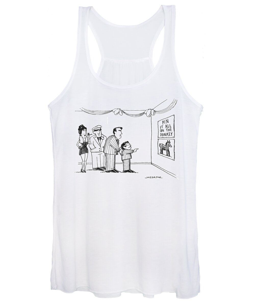 pin It All On The Donkey Women's Tank Top featuring the drawing Pin It All on the Donkey by Joe Dator
