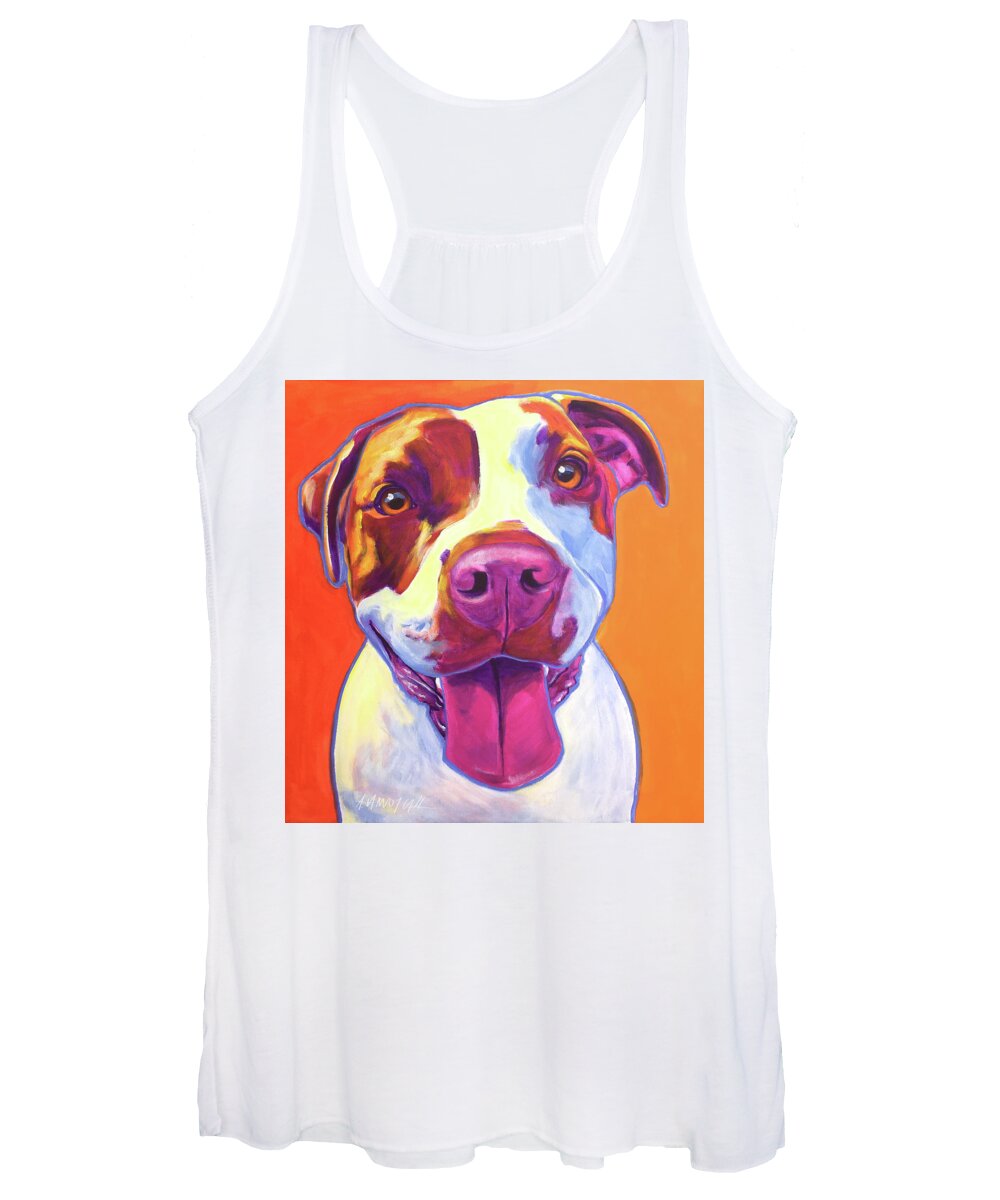 Pit Bull Women's Tank Top featuring the painting Pit Bull - Gemma by Dawg Painter