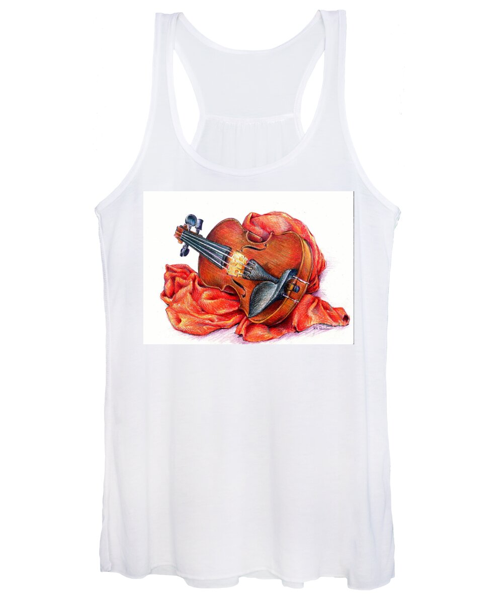 Violin Women's Tank Top featuring the drawing Playing around by K M Pawelec