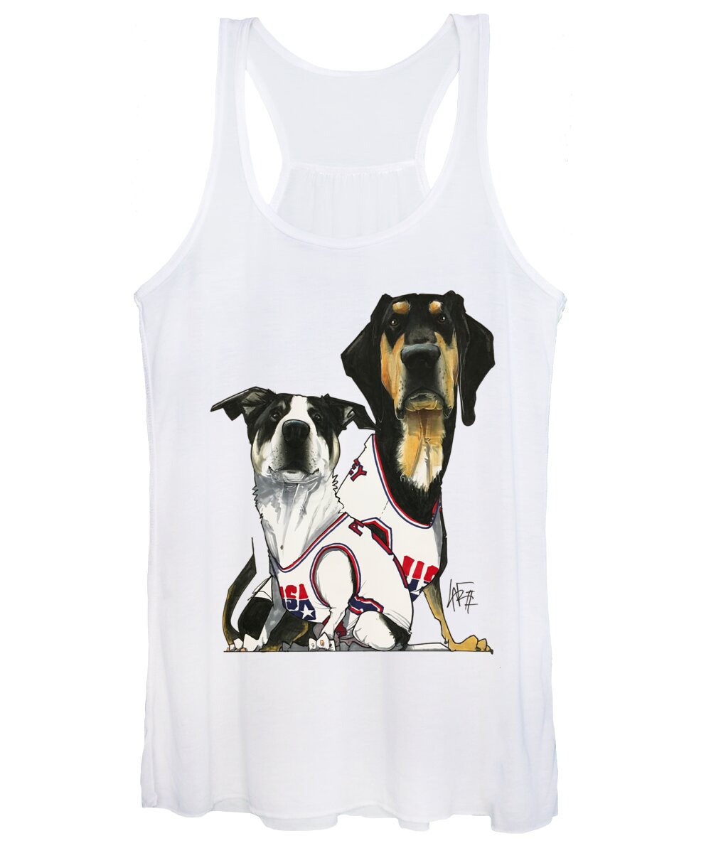 Pet Portrait Women's Tank Top featuring the drawing Poppy 3196 by Canine Caricatures By John LaFree
