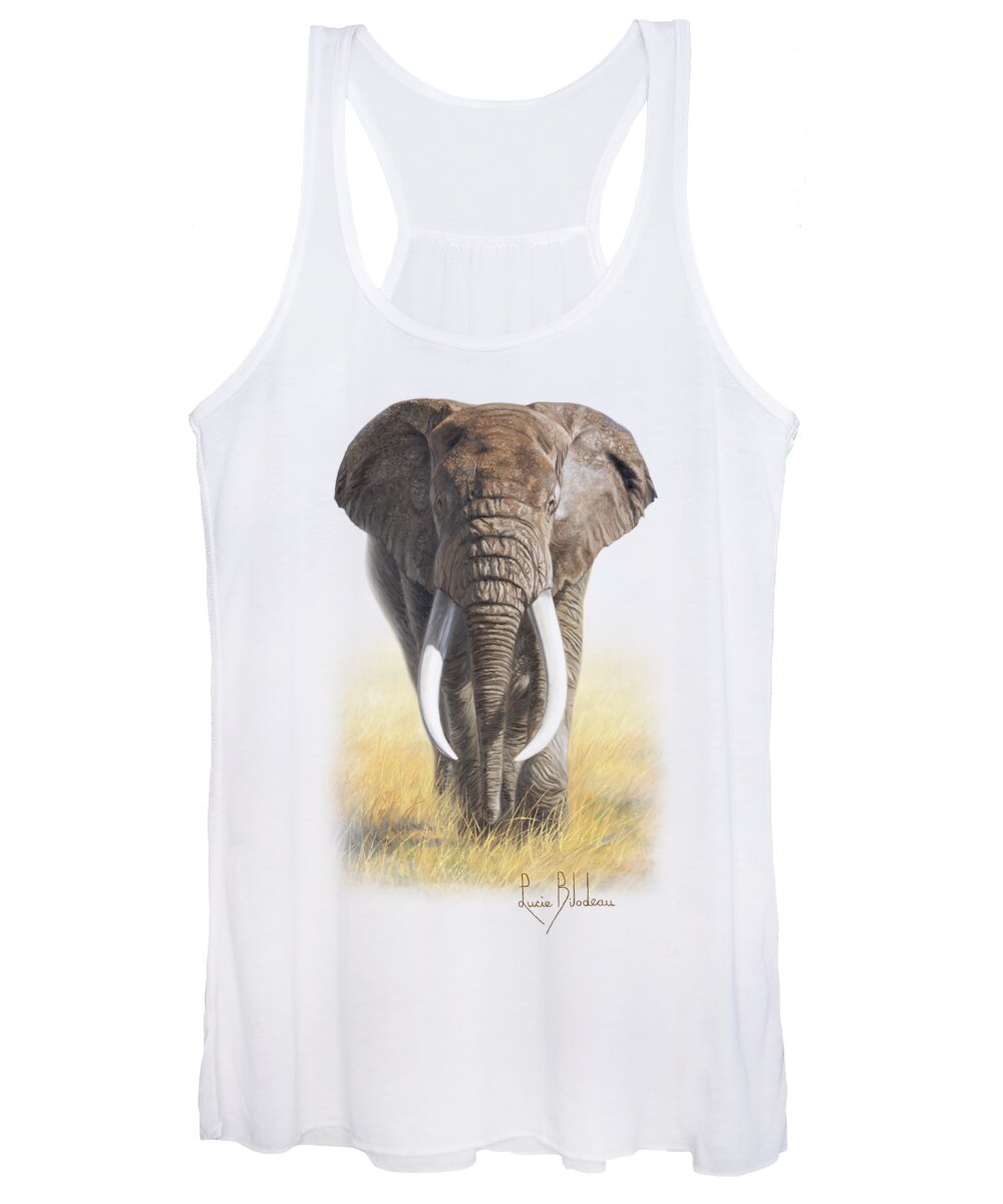Elephant Women's Tank Top featuring the painting Power Of Nature by Lucie Bilodeau