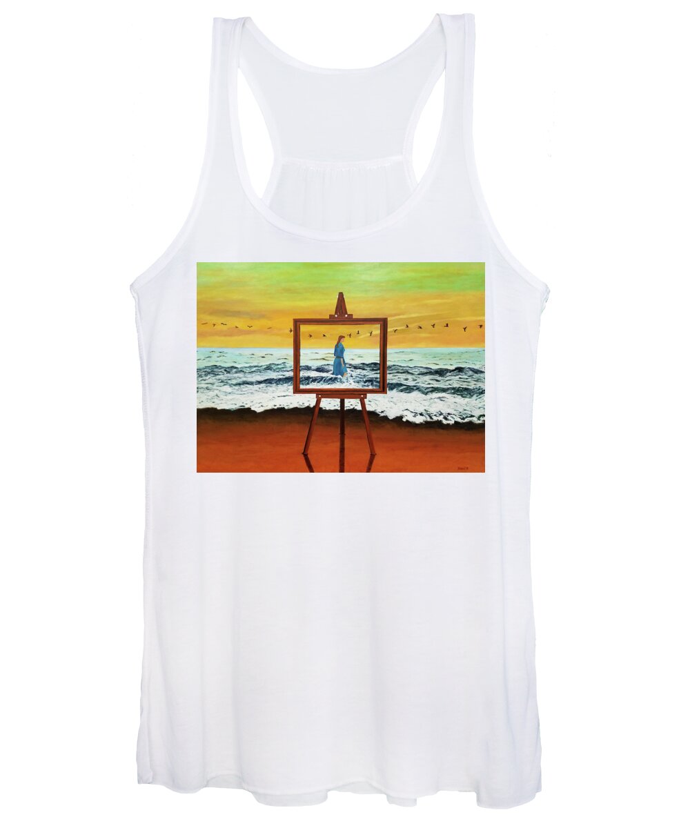 Landscape Women's Tank Top featuring the painting Pretty As A Picture by Thomas Blood