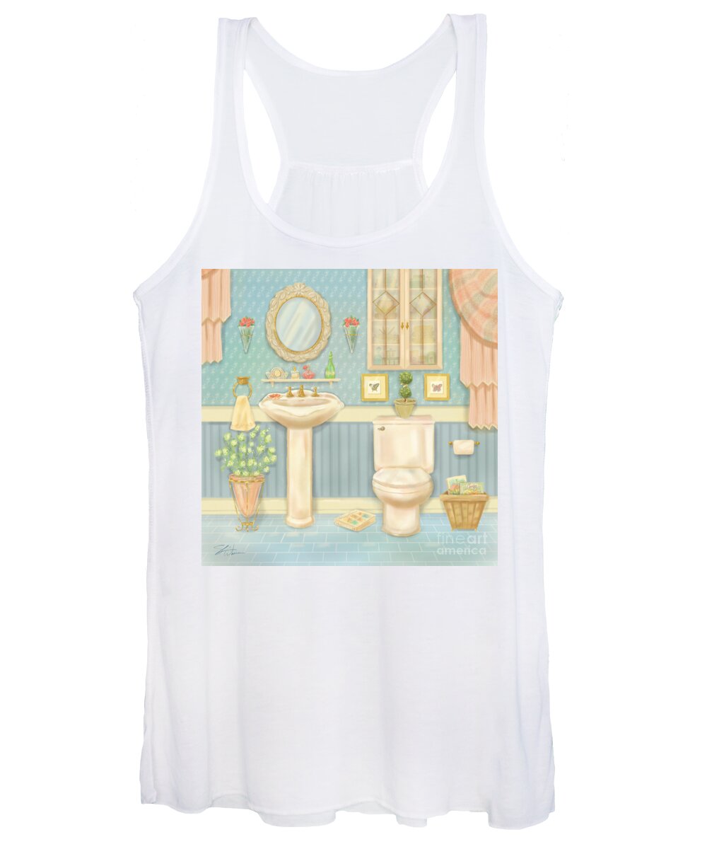 Room Women's Tank Top featuring the mixed media Pretty Bathrooms IV by Shari Warren