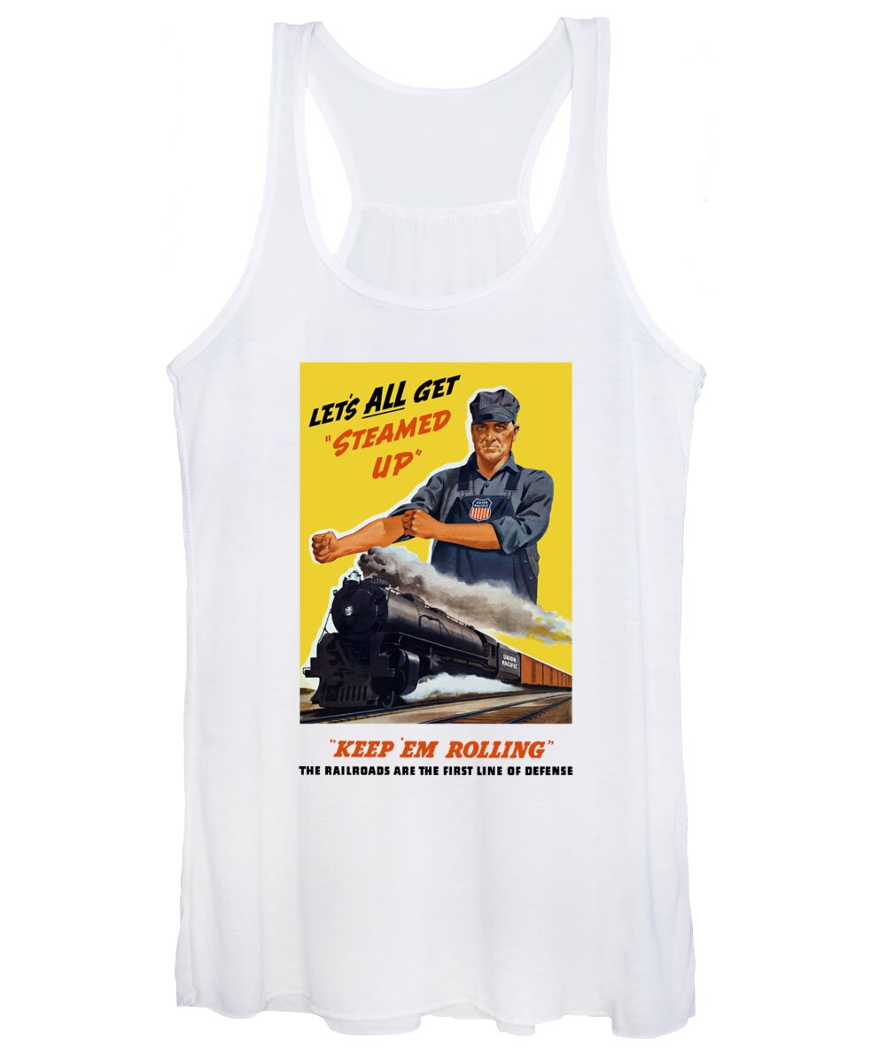 Trains Women's Tank Top featuring the painting Railroads Are The First Line Of Defense by War Is Hell Store