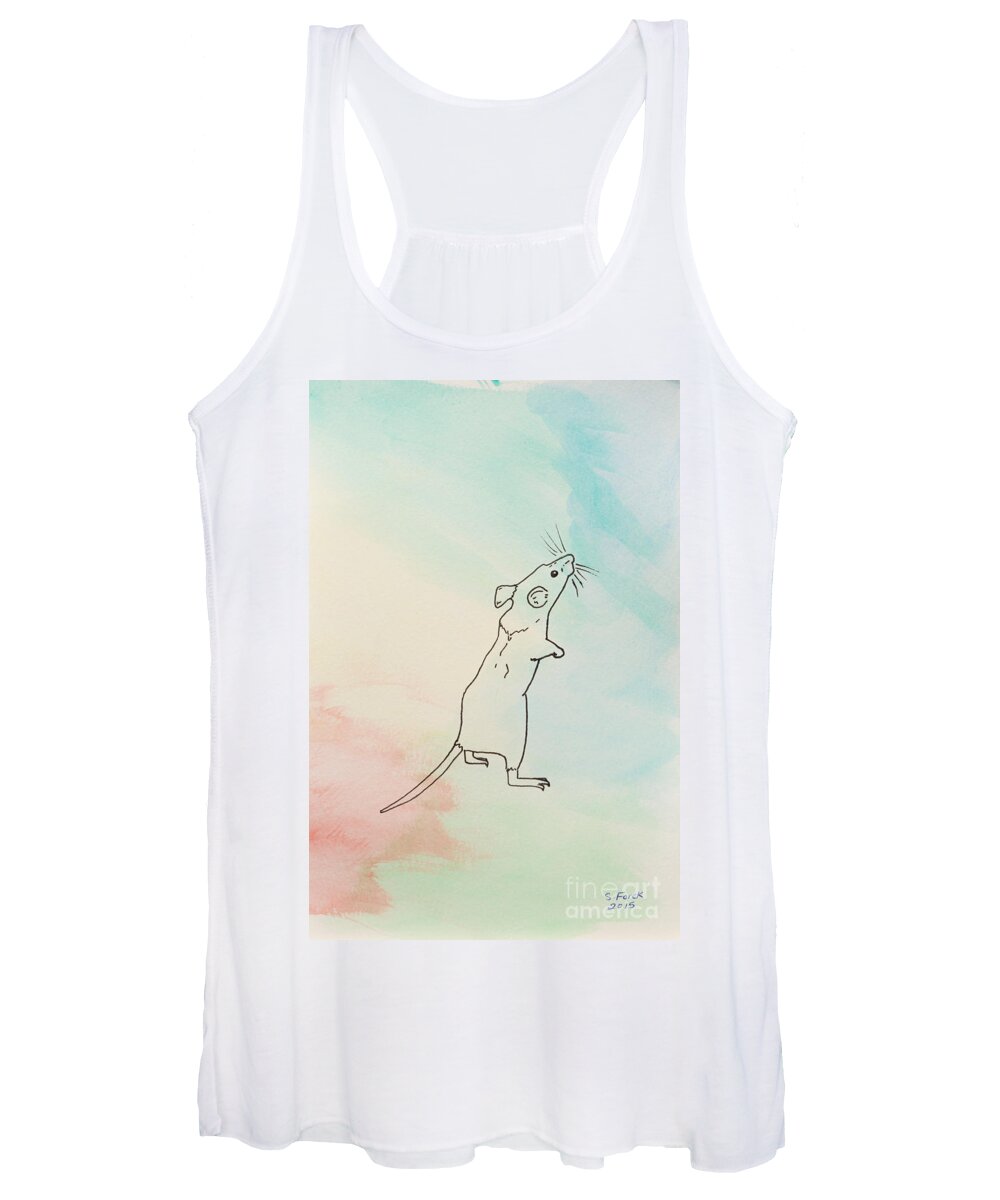 Mouse Women's Tank Top featuring the painting Rainbow mouse by Stefanie Forck