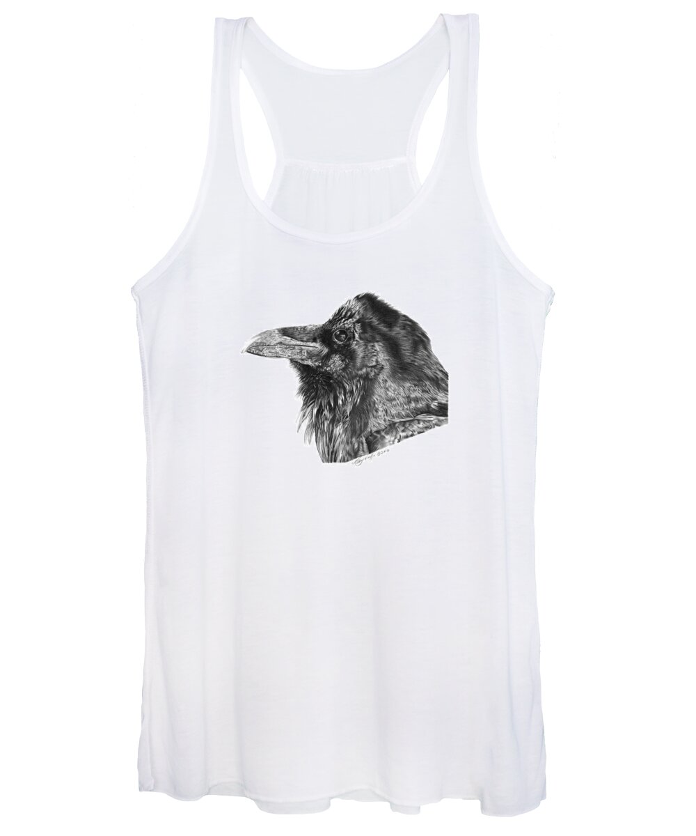 Bird Women's Tank Top featuring the drawing Ravenscroft the Raven by Abbey Noelle