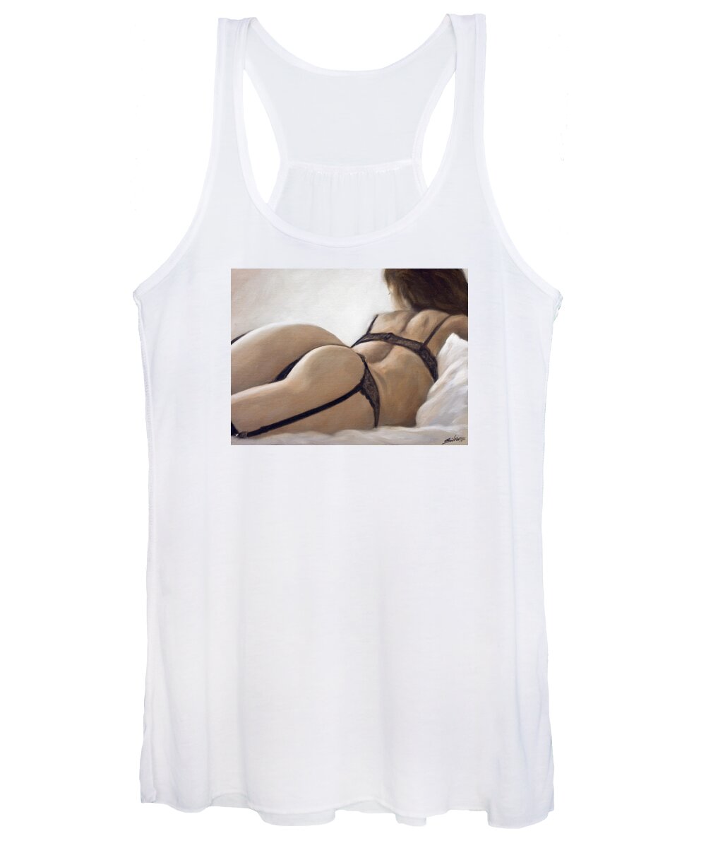 Sensual Women's Tank Top featuring the painting Rear view III by John Silver