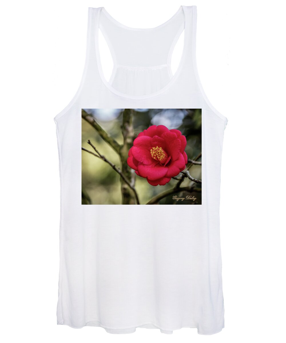 Ul Women's Tank Top featuring the photograph Red Camelia 05 by Gregory Daley MPSA
