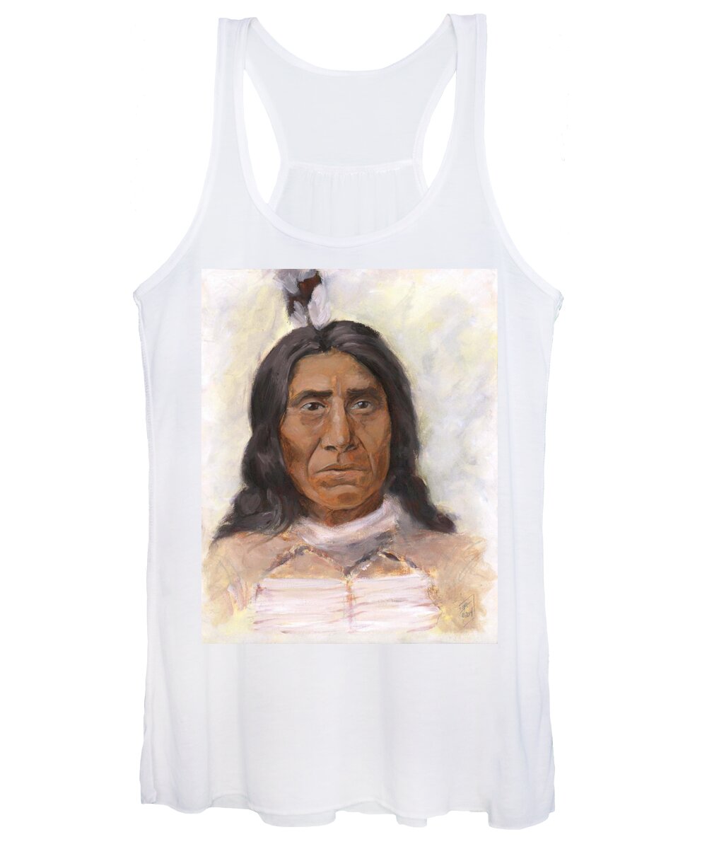 Native American Women's Tank Top featuring the painting Red Cloud by Brandy Woods