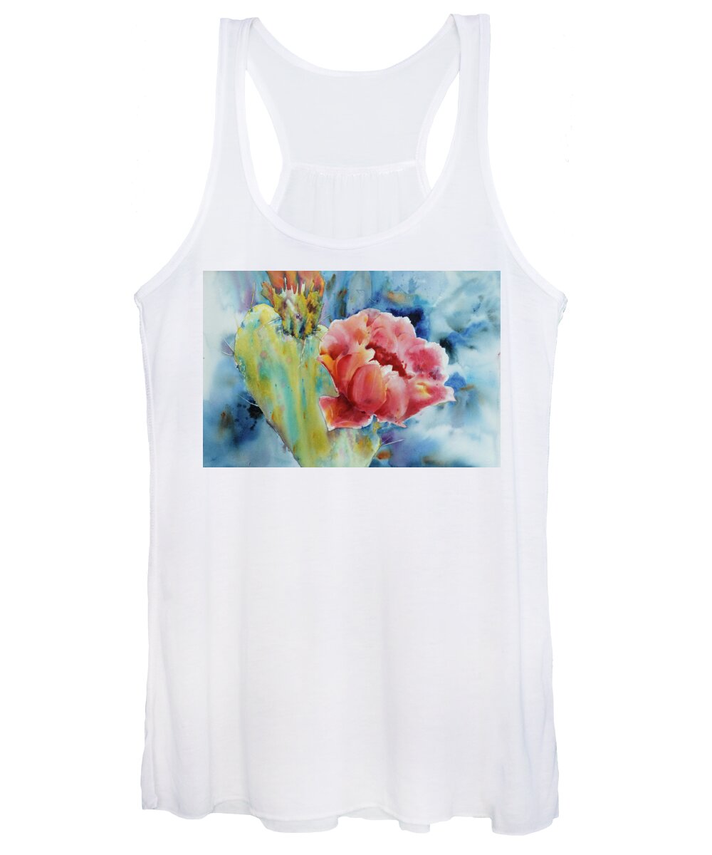 Flora Women's Tank Top featuring the painting Red Flower Prickly Pear by Melanie Harman