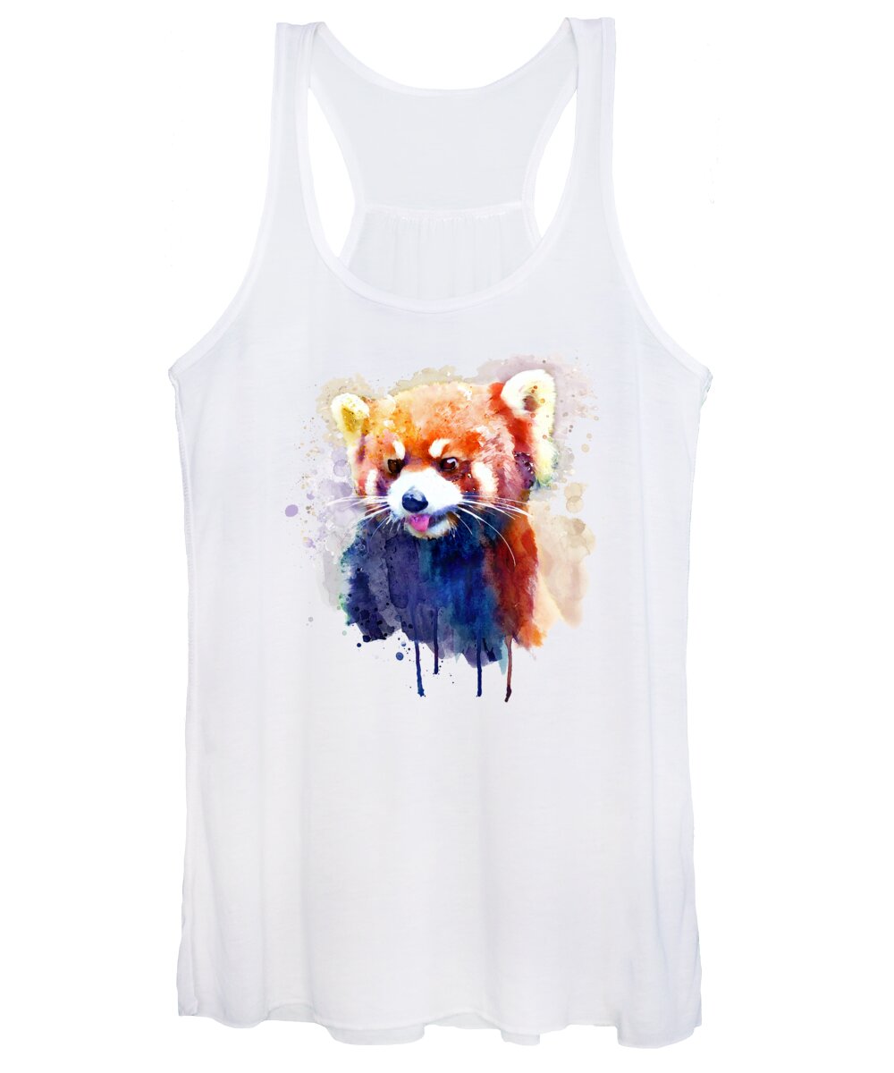Red Panda Women's Tank Top featuring the painting Red Panda Portrait by Marian Voicu