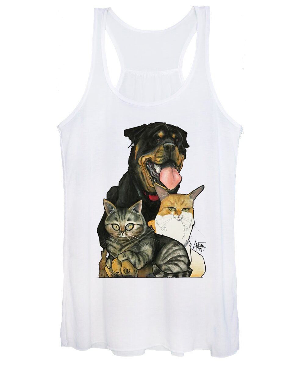 Pet Portrait Women's Tank Top featuring the drawing Reina 3361 by Canine Caricatures By John LaFree