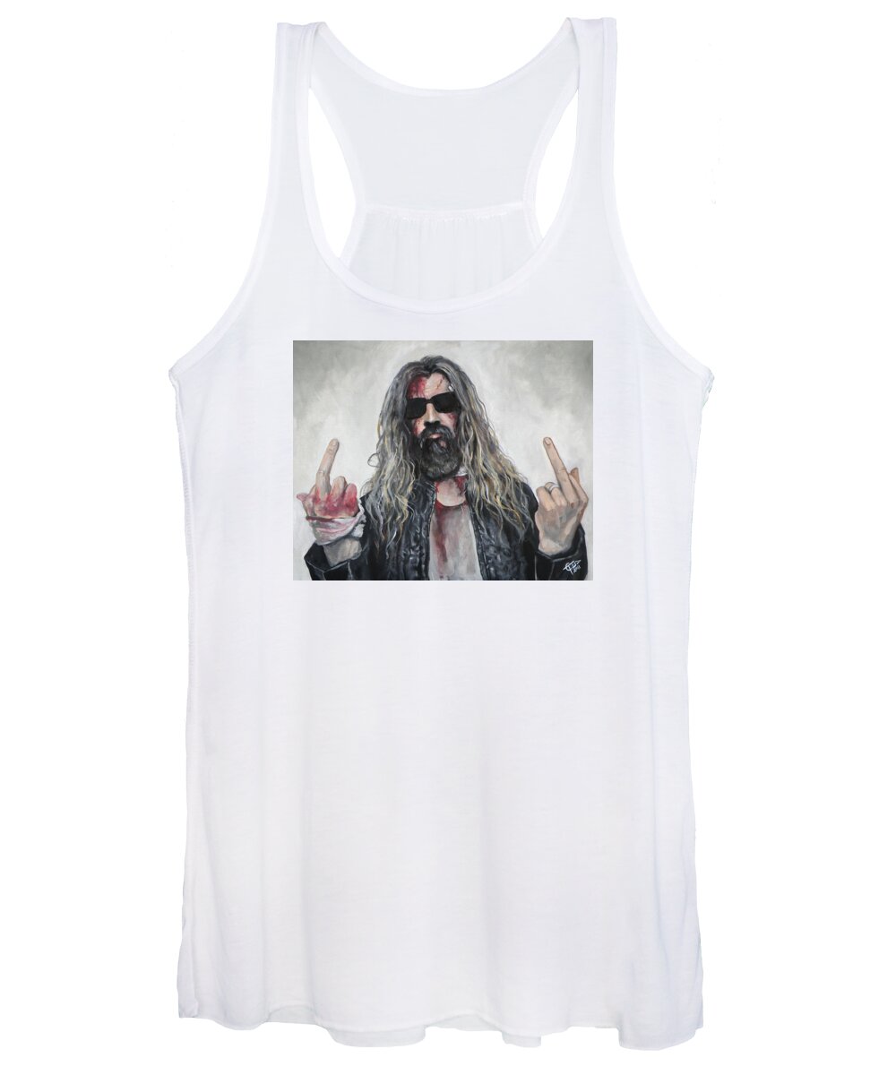 Rob Zombie Women's Tank Top featuring the painting Rob Zombie by Tom Carlton