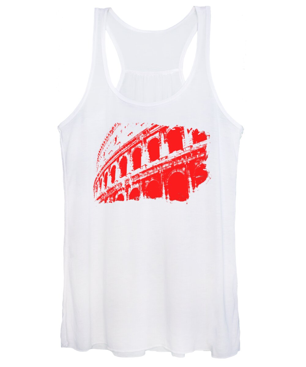 Roman Colosseum Women's Tank Top featuring the painting Roman Colosseum View by AM FineArtPrints